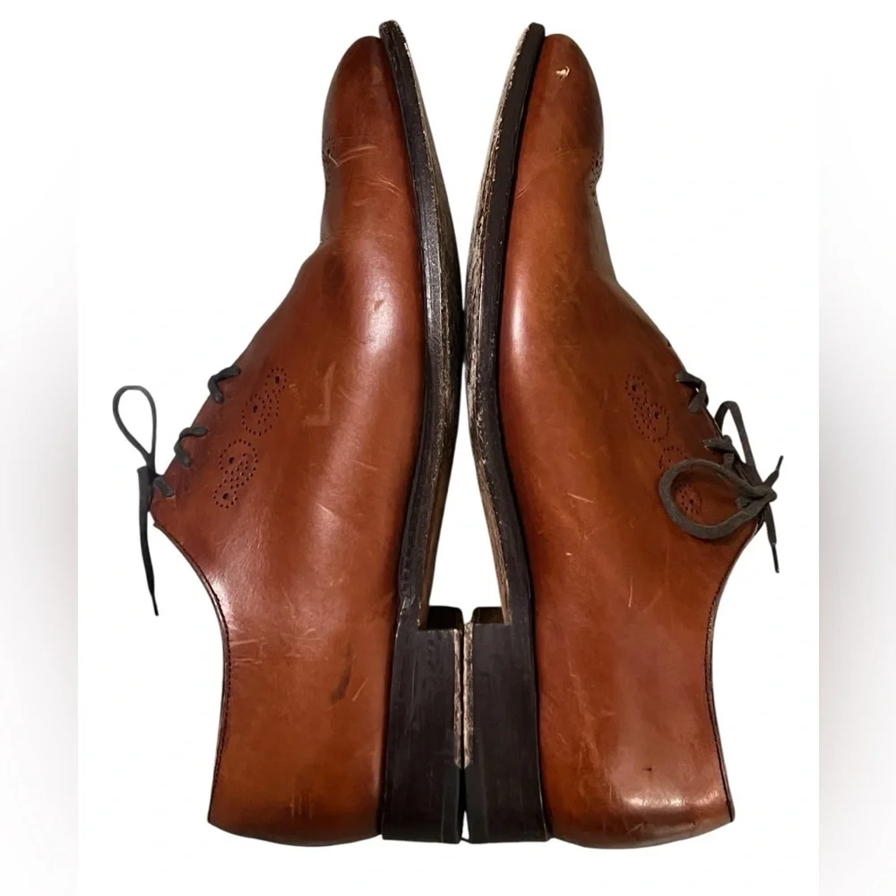Charles Tyrwhitt men’s brown leather lace up oxford dress shoes Made in England